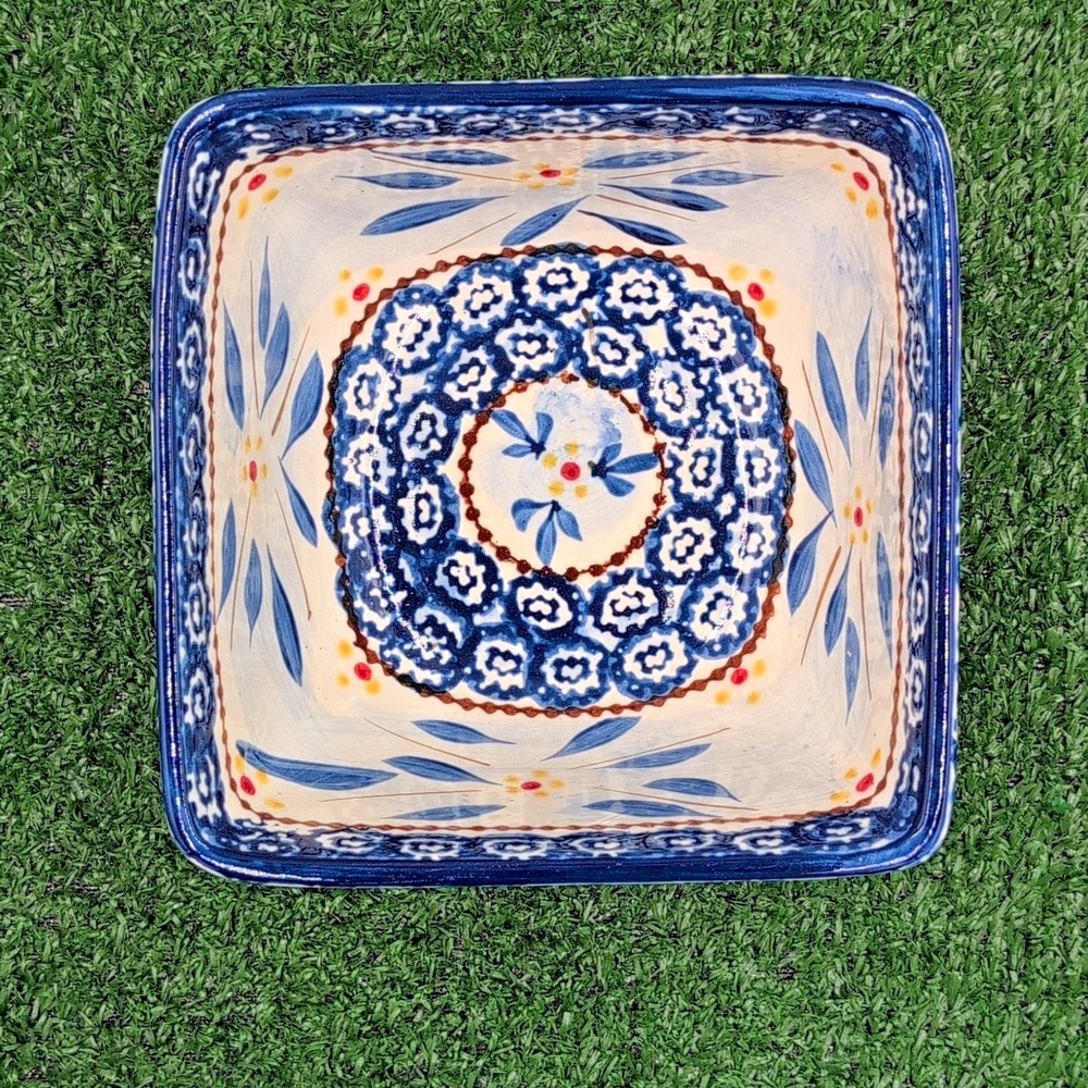 Temptations by Tara Cup Square 6 x3 Bowl Old World Royal Blue Floral - Microwave - Picture 6 of 8